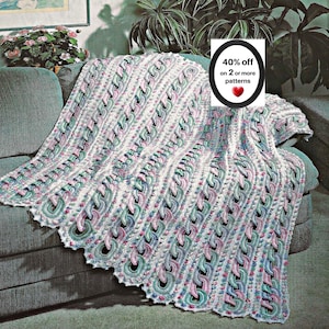 RETIREMENT-SALE*  Mile-a-Minute Afghan - Easy Striped Crochet Blanket Pattern • Vintage Retro Throw PDF