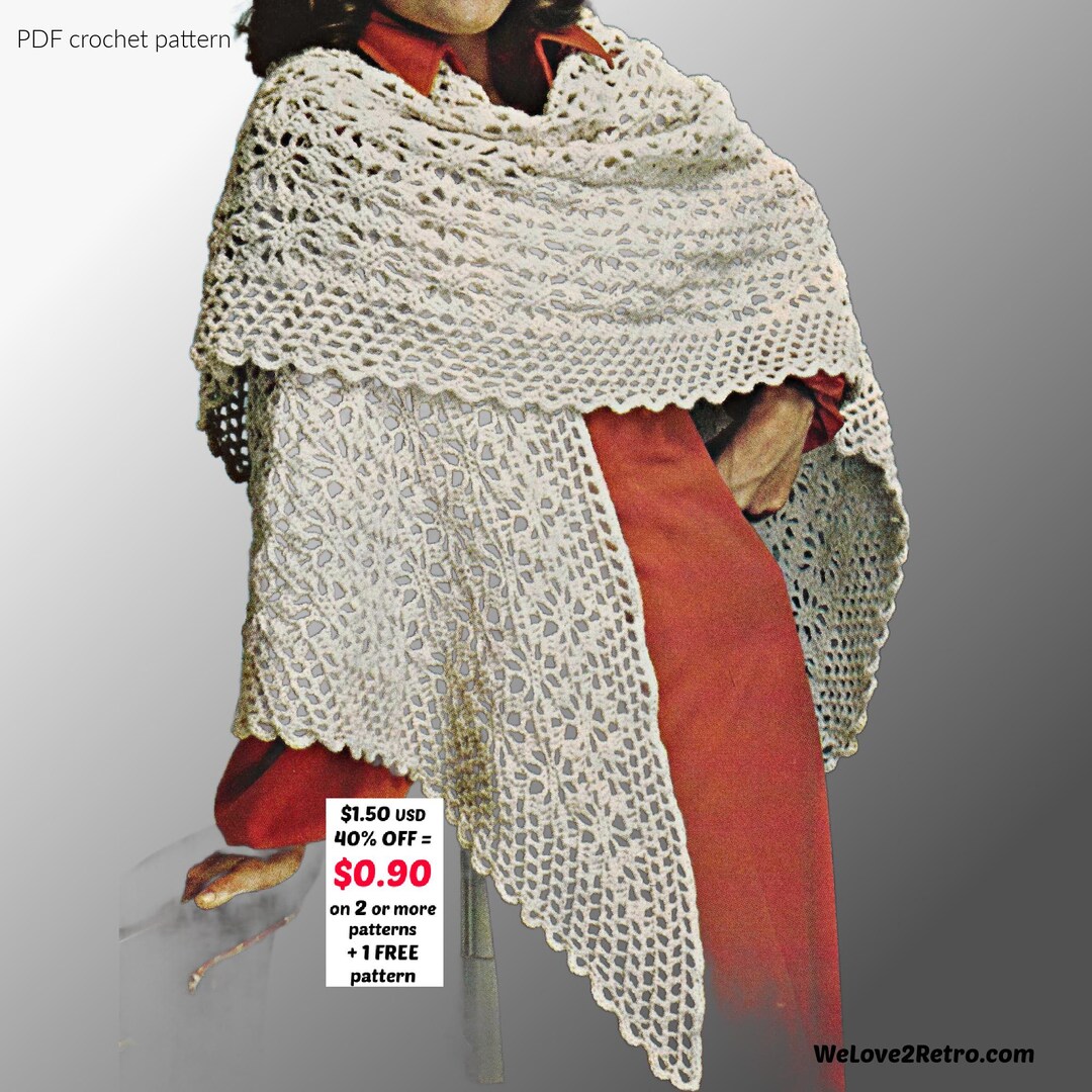 RETIREMENT-SALE*** Easy Crochet Shawl Pattern – Boho Lacy Wrap, Vintage ...