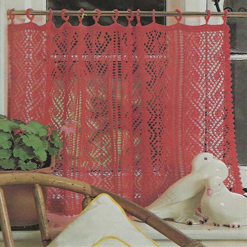 Cafe Curtain Knitting Pattern - Easy Knit Boho Valance Vintage Window ...
