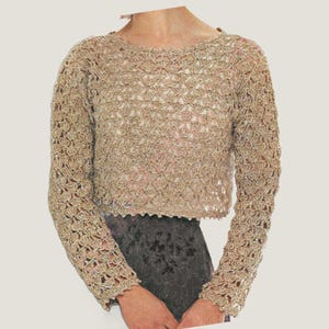 Patroon gehaakte blouse met kant • Vintage opengewerkte zomertop • Eenvoudige boho-trui pdf