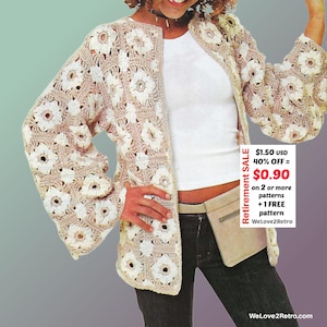 RETIREMENT-SALE***  Granny Square Cardigan Pattern – Easy Vintage Crochet Jacket, Boho Festival Sweater