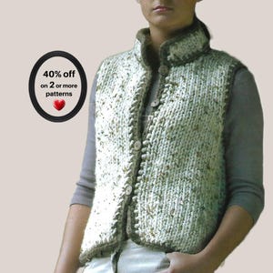 RETIREMENT-SALE*  Chunky Knit Vest Pattern PDF • Cozy Boho Waistcoat Vintage Sweater-Coat Vest