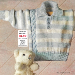 Vintage Baby Sweater Knitting Pattern • Infant Pullover Jumper (PDF)