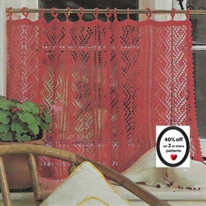 RETIREMENT-SALE*  Cafe Curtain Knitting Pattern - Knit Boho Valance Vintage Window Treatment Retro PDF