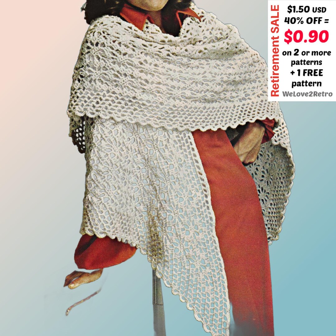 Easy Crochet Shawl Pattern - Boho Lacy Wrap Vintage Festival ...