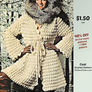 446 Women Crochet Jacket Pattern PDF, Easy Vintage Boho Coat Design, Easy Cardigan Crochet Tutorial Download, Jacket PDF Pattern, DIY