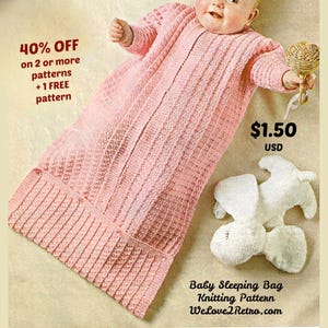 625 Baby Sleeping Bag Knitting Pattern, Easy Newborn Cocoon & Bunting Bag Knitting Pattern, Baby Swaddle Sack, Retro Bunting Design