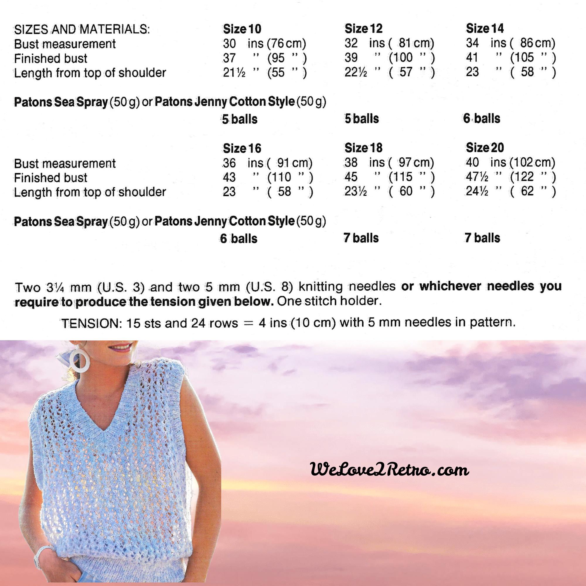 Summer Sweater Knitting Pattern: Women's Sleeveless Top (PDF Pattern ...