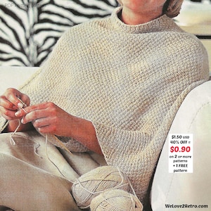 RETIREMENT-SALE***  Boho Knit Poncho Pattern PDF – Easy Short Wrap, Cozy Cape, Beginner