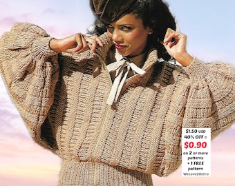 Jacket Knitting Pattern PDF – Vintage Cardigan • Women’s Retro Coatigan