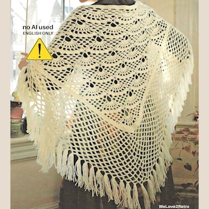 RETIREMENT-SALE* Lacy Triangle Shawl Crochet Pattern • Vintage Lace Wrap • Lightweight Boho Design PDF