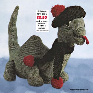 PENSIONSREA*** Loch Ness-monstret Stickmönster PDF – Enkel stickad vintage kryptid-gosedjursleksaksdesign