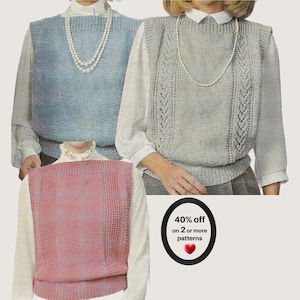 RETIREMENT-SALE*  Knit Vest Pattern PDF – Vintage Slipover • Sleeveless Pullover Women’s Layering Top