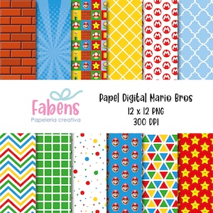 Super Mario Bros / Papel Digital / 12 padrões de alta qualidade / Fundo / Padrão Mario Bros
