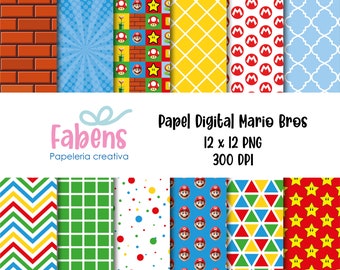Super Mario Bros / Digital Paper / 12 pattern high quality / Background / Mario Bros Pattern