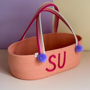 Kundengebundener Baumwollbaby-Korb, personalisierter Baby-Bio-Geschenkkorb, Baumwollwindel-Organizer, Kinderzimmerdekoration für Baby, Babyparty