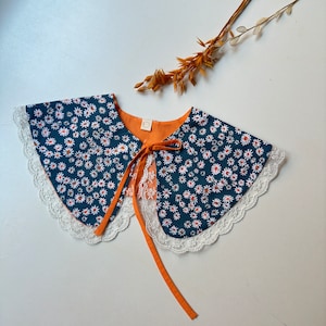 Blue Removable Women&#39;s Collar, Handmade Accessories Peter Pan Collar, Multicolor Cotton Collar, Linen Accessories, Bib Collar, Women Collar