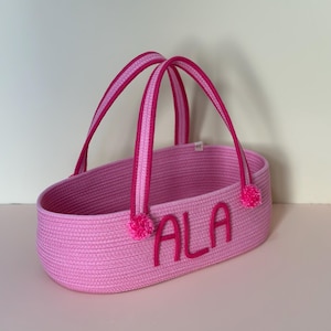 Personalisierter handgemachter Korb, Babypartygeschenk Baumwollseil-Korb, Spielzeug-Korb-Name Neugeborenes Baby-Namensgeschenk, Baby-Korb, Babygeschenk