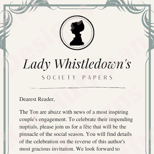 Lady Whistledown Bridal Shower Invite Etsy
