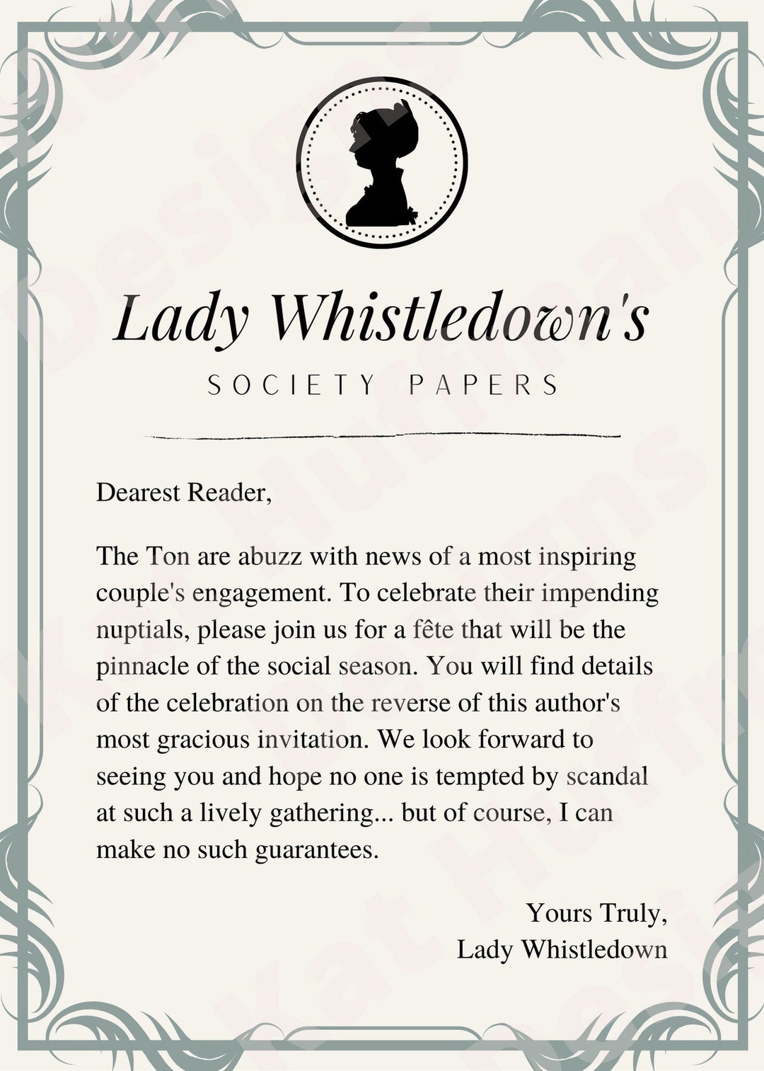 Bridgerton Lady Whistledown Invitation Etsy Bridgerton Lady Whistledown Invitation Etsy