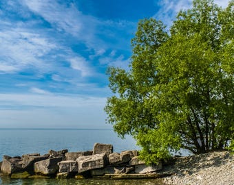 Natural Landscape / Rocky Pier on the Shores of Lake Ontario