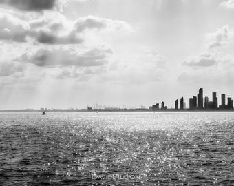 Toronto / Black and White Panoramic View of the Toronto Skyline