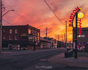 Hamilton / Streets of Hamilton / Barton St Village at Sunset - Photography Print / Wall Art