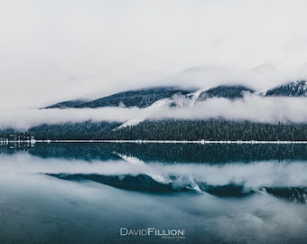 Misty Mountains Emerald Lake Photography Print, Yoho National Park Wall Art
