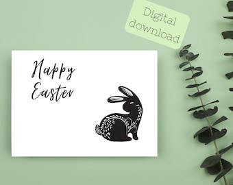 3 Minimal Printable Easter greeting card designs instant download 7x5 inch cards for Easter, Easter card to download, Easter flowers cards