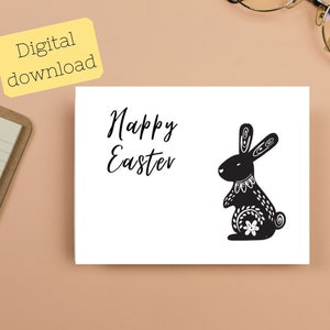 3 Minimal Printable Easter greeting card instant download 7x5 inch cards for Easter, Easter card to download, Easter flowers cards