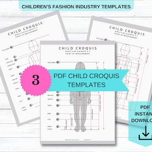 Child Croquis Templates 3 Pack-Start Creating Children&#39;s Fashion Flats with these professional design templates