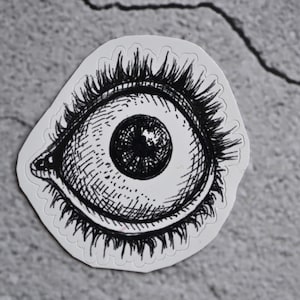 Eye vinyl sticker, eyeball drawing, cool black and white laptop stickers, Waterproof, Punk gifts