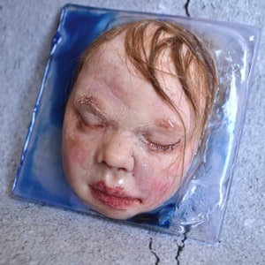 Realistic Baby Face Sculpture: Tiny Polymer Clay Art, Oddity Collectible