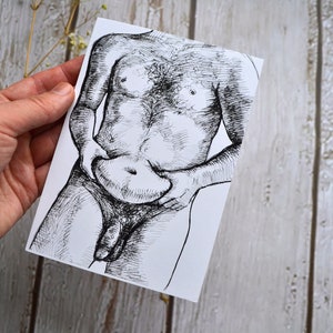 Art du carnet de croquis - carte postale A6 - dessin de figure - impression de dessin à l'encre - art contemporain - carnet de croquis - impression d'art - surréalisme sombre - graphiques