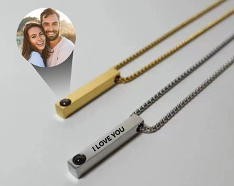 Projection Necklace Photo For Men, Personalized Picture Inside Pendant, Men Memorial Gift, Gift for Boyfriend, Anniversary Gift for Him