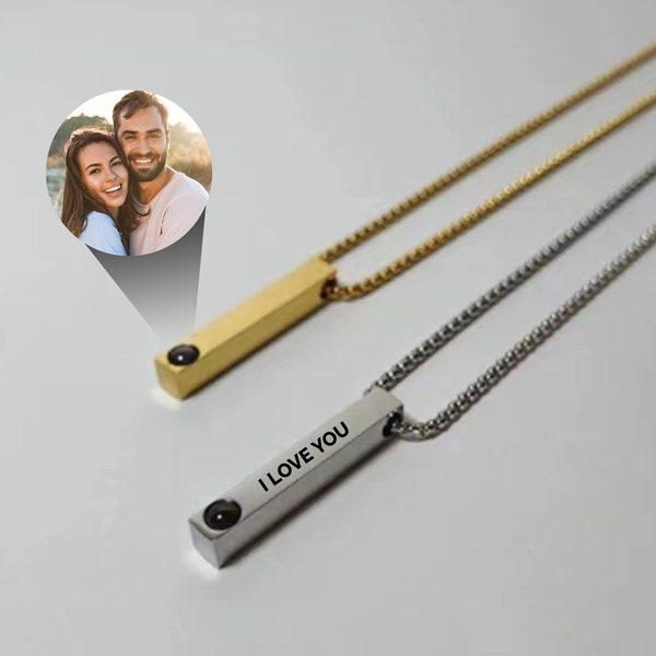 Projection Necklace Photo For Men, Personalized Picture Inside Pendant, Men Memorial Gift, Gift for Boyfriend, Anniversary Gift for Him