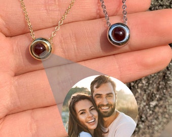 Custom Projection Photo Necklace, Personalized Photo Projection Round Necklace, Personalized Memorial Photo Pendant, Mothers Day Gift