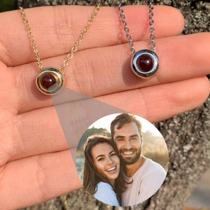 Custom Projection Photo Necklace, Personalized Photo Projection Round Necklace, Personalized Memorial Photo Pendant, Mothers Day Gift