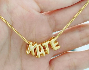 3D Letter Necklace, Bubble Name Necklace, 3D Letter, Personalized Jewelry, Name Pendant, Name Jewelry, Sterling Silver necklace Gift For Her