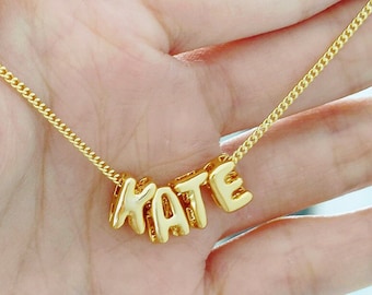 Collar de letras 3D, collar de nombre de burbuja, carta 3D, joyería personalizada, colgante de nombre, joyería de nombre, regalo de collar de plata de ley para ella