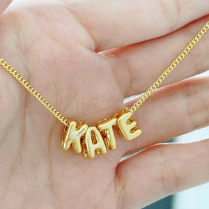 3D Letter Necklace, Bubble Name Necklace, 3D Letter, Personalized Jewelry, Name Pendant, Name Jewelry, Sterling Silver necklace Gift For Her