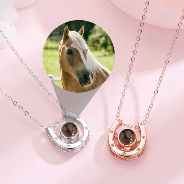 Personalized Photo Projection Necklace, Horse Lover Gift, Horse Necklace, Photo Necklace, Custom Projection Necklace, Horse Memorial Gift