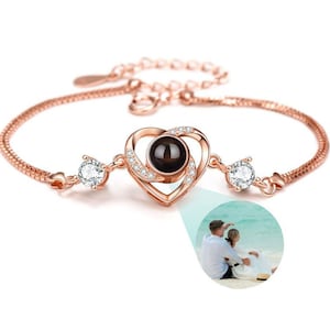 Hart fotoprojectie armband, aangepaste fotoprojectie armband, foto armband, bedelarmbanden foto-sieraden, op maat gemaakt cadeau voor haar