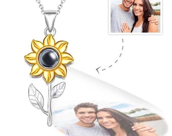 Stereoscopic Sunflower Projection Necklace, Projection Necklace Photo, Trendy Best Friend Gift, Personalized Picture Inside, Flower Necklace