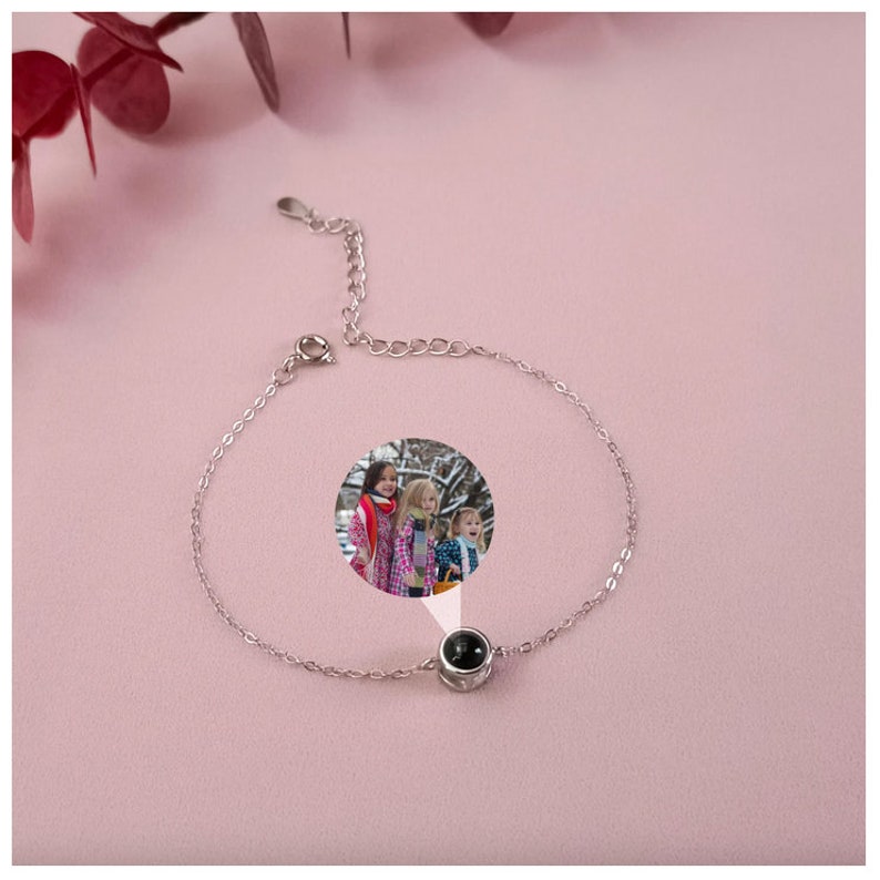 Pulsera de foto de proyección, pulsera de cadena de foto personalizada, pulsera de foto de mascota familiar personalizada delicada, pulseras de pareja simples minimalistas imagen 8