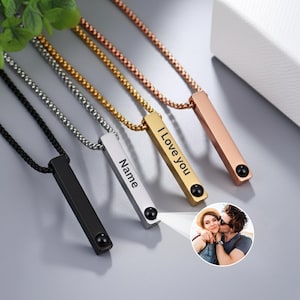 Fotoprojectieketting voor mannen, gepersonaliseerde afbeelding in hanger, fotoprojectiesleutelhanger, herenherdenkingscadeau, cadeau voor vriend