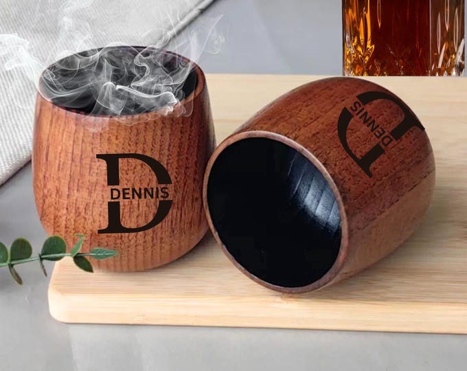 Personalized Charred Wooden Bourbon Drinking Glass, Custom Gifts for Men, 10 oz  Wood Whiskey Glass, Fathers Day Gift for Him, Dad Gift