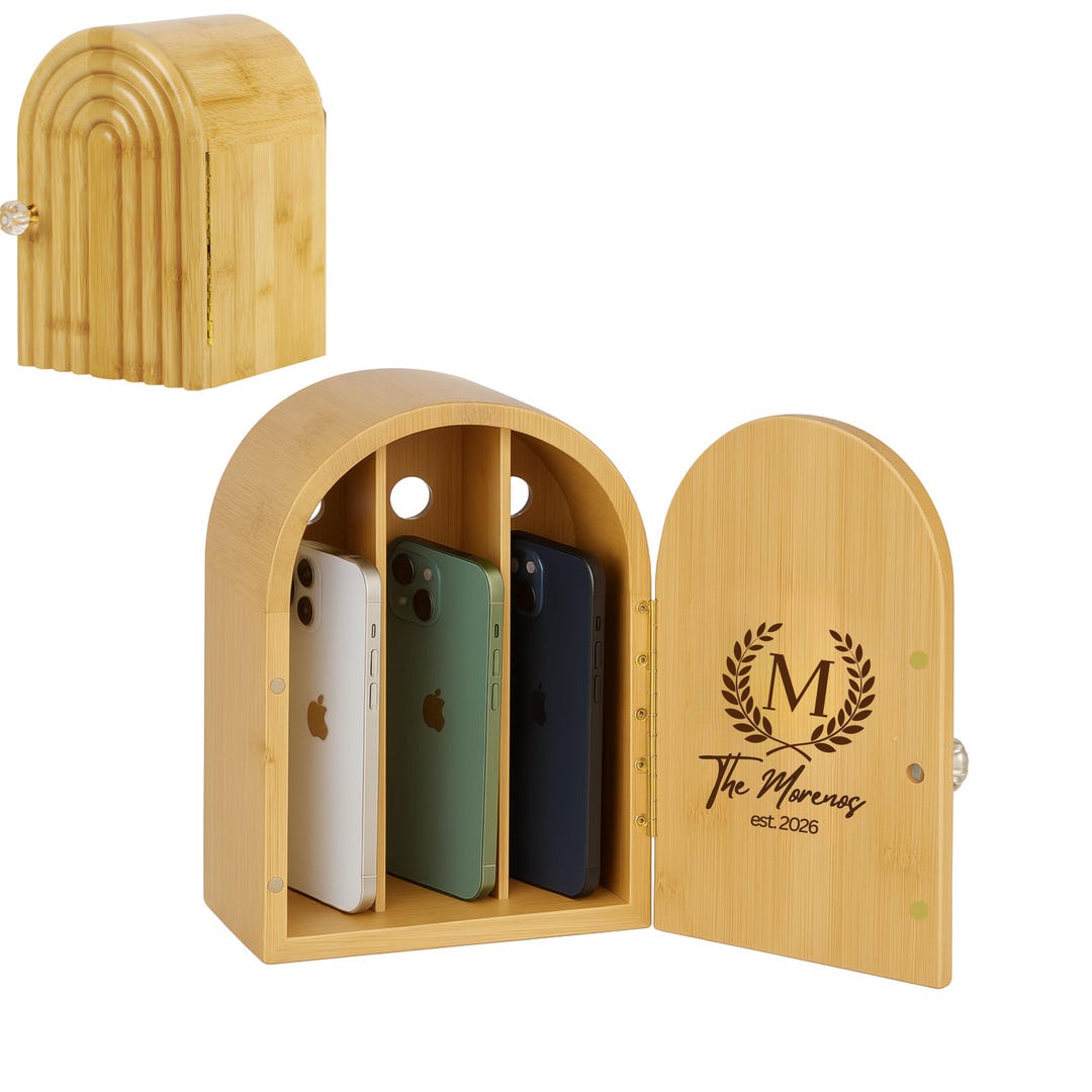 Personalized Wooden Phone Box, Custom Phone Holder for Quality Time ...