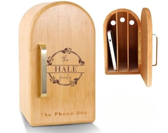 Custom Phone Box for Family, Personalized Phone Holder for Quality Time, Family Time Phone Storage, Holds up to 6 Phones, Productivity Gift