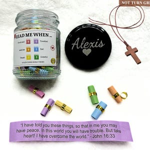 Custom Bible Verse Jar & wood Cross Set, Read Me When Jar, Christian Encouragement Gift, Personalized Faith Gift, Religious Gift, Prayer jar